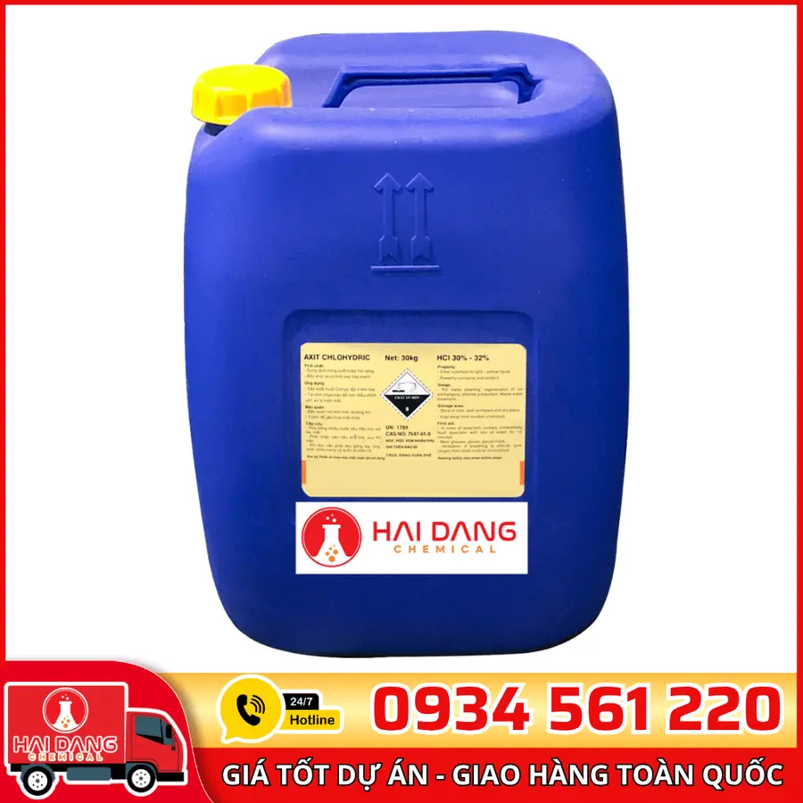 Acid Clohydric HCl 30–35% Việt Nam 30kg/can